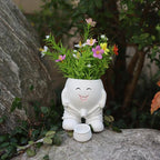 Dolkgy Head Planters Face Vase Succulent Pots for Indoor Outdoor Décor, Unique Plant Pot Fun Live Plants Planter Cute Cactus Pots, Gifts for Plant Lovers