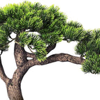Faux Bonsai Tree 15 Inch Tall, Artificial Potted Pine Juniper Plant - Realistic Greenery Indoor Decor for Home, Office, Desk, Tabletop