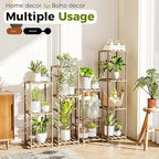Bamworld Tall Plant Stands Indoor 4 Sets Plant Shelves Outdoor Wooden Plant Holder for Multiple Plants Flower Stands for Living Room Balcony Garden Patio Lawn Window