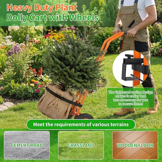 Plant Dolly,Plant Caddy With Wheels,Cart With Adjustable Grabbing Arm For Garden Plant Pot Mover Trolley Cart With Strap, For Indoor & Outdoor, 200 Lbs Weight Capacity, Enhanced And Upgraded Version