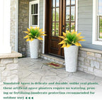 2 Pack 16 Inch Artificial Agave Plant - Large Faux Succulent Steams for Indoor Outdoor Decorating, UV Resistant Realistic Tropical Greenery for Garden Front Porch Aesthetic Decor - 18 Leaves, Yellow