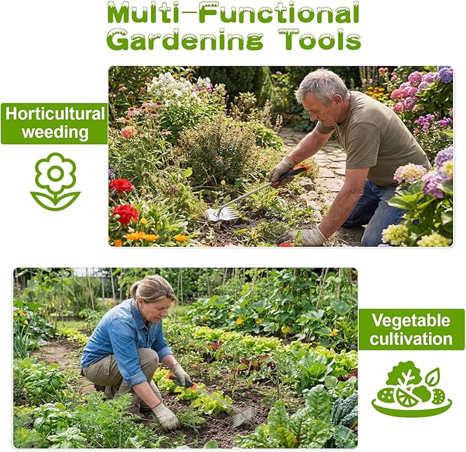 Garden Weed Tool,2026 Portable Weeding Tool,Stainless Steel Hand Weeder Tool,Adopt Anti slip Rubber handle,conforms to ergonomic curves,Suitable For Vegetable Cultivation And Horticulture on Farms