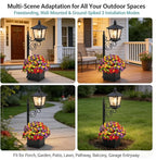 2-in-1 Solar Lamp Post Light with Planter, IP65 Waterproof Auto On Off with Artificial Flowers, Wall Mount Freestanding for Porch Planters with Flowers, Garden Patio Yard