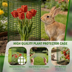 Uyittour 10 Pack Plant Protectors from Animals, 12" x 16" Round Metal Wire Garden Plant Cages to Keep Animals Out, Rabbit Proof Protection for Vegetables & Flowers with Stakes, Zip Ties & Gloves