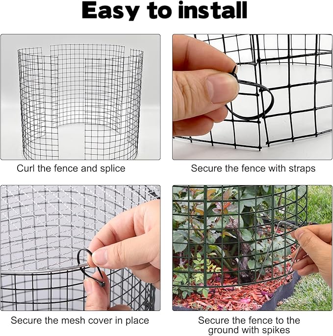 12 Sets of 16'' x 12'' Garden Plant Protectors from Animals With Detachable Covers ,36Pcs Metal Wire Protectors With Cover for Plants , Metal Plant Cage Chicken Wire Cloche with Stakes & Nylon Ties