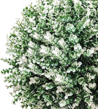 Artificial Boxwood Topiary Ball Trees – 2 Pack 24.5", Faux Plants, Shrubs & Bushes Outdoor with Spike, UV-Resistant Fake Greenery for Planters Porch Garden Home Office – White