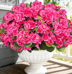 8 Bundles Artificial Geraniums Flowers for Outdoors Summer Decoration, Fake Flowers Silk Pink Flower UV Resistant No Fade Look Real Faux Plants for Porch Gardens Planter Patio Indoor Cemetery Decor