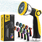 Hose Nozzle [Yellow] Heavy Duty Hose Sprayer With 10 Adjustable Watering Patterns. Thumb Control Design, Comfortable Ergonomic Grip, Garden Hose Nozzle for Watering Plants & Lawns/Fun showers/Cleaning