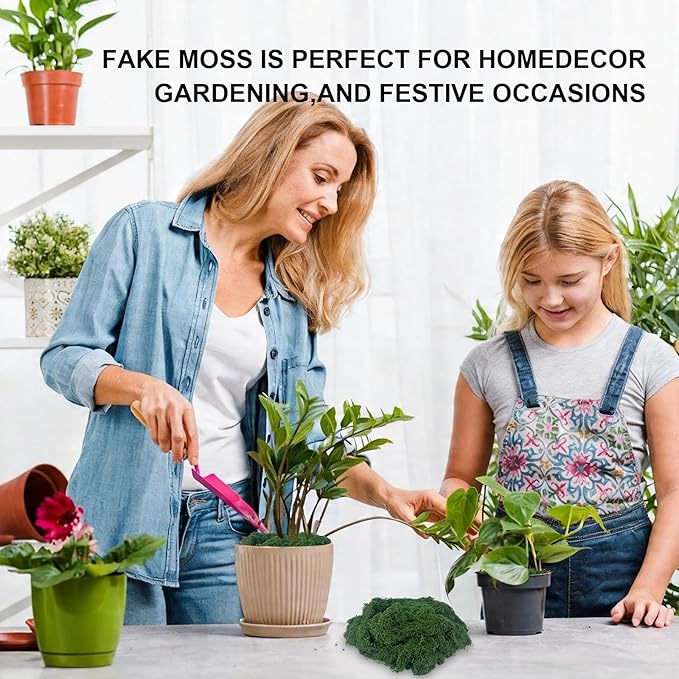 Fake Green Moss for Potted Plants Indoor, 5.3oz Artificial Moss for Crafts, Realistic Faux Moss Decor for DIY Fairy Garden, Terrariums, Table Centerpieces, Wedding & Home Decor