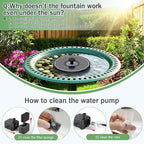 Yzert Solar Fountain for Bird Bath Direct Sunlight High Efficiency 3.5W Glass Panel Solar Water Fountain Outdoor Garden Flower (Black)