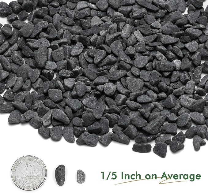 Mr. Fireglass Natural Decorative Gray Bean Pebbles, 1/5" Gravel Size River Rocks for Plants, Garden, Landscaping, Aquariums and Outdoor Decor (5-lb Bag)