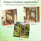 BECOMFORT Raised Garden Bed with Trellis & Hanging Roof, 89" Tall Fir Wood Planter Box with Drainage Holes, Outdoor Elevated Garden Planter for Climbing Vines, Perfect for Patio, Lawn & Backyard