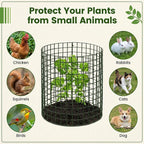 Hacaroa 12 Pack Wire Plant Protectors from Animals, 14"x13.5" Mesh Plant Protection Cage Chicken Wire Cloche, 36 Pcs Pre-Bent Panels, 40 Ground Stakes, 120 Nylon Ties, for Flowers, Shrubs, Dark Green