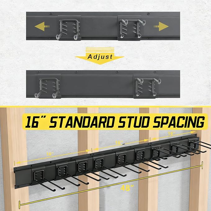 MBQQ Garage Tool Organizer Wall Mounted, 16 Inches Adjustable Garden Tool Organizer Rack,Heavy Duty Yard Tool Organizer,Single piece