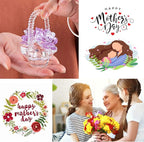 H&D HYALINE & DORA Crystal Flower Basket Figurine Collectable Ornaments Home Decor Tabletop Centerpiece Gift for Lady,Purple Color