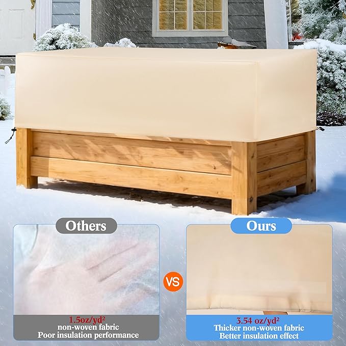 Plant Covers Freeze Protection 2 Pack with Elastic Drawstring & Magic Tape, 3.54 oz/yd² Cold Winter Frost Blanket Planter Box Cover for Raised Garden Bed Flower Pot, 43.3 x 15.7 x 17.7INCH