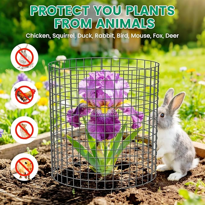 6 Pack Plant Protector from Animals, 14x13.5 Inch Wire Plant Protectors Metal Mesh Plant Cage to Keep Animals Out, Garden Plant Protection Covers for Rabbits Chicken Duck Bunny Barricades