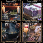Witchcraft Supplies Herbs - 45 Bottles Dried Herbs Kit for Beginners - Altar Supplies Healing Herbal Natural Herbs Crystal Spoon for Wicca, Pagan Magic Spells and Bath