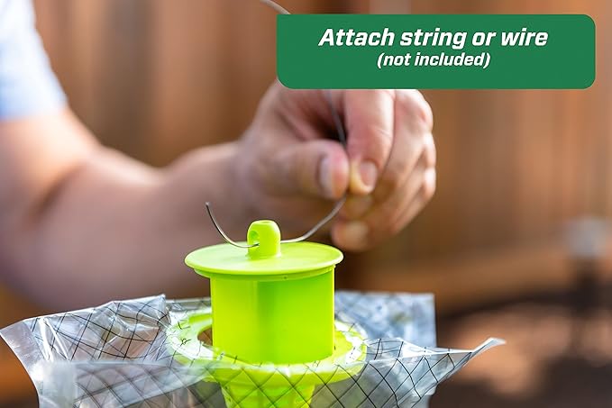 Rescue! Outdoor Disposable Fly Trap – Hanging Fly Catcher with Attractant Bait, Fly Bag for Patio, Yard, Trash & Farm Areas – Easy-to-Use Outdoor Fly Control - 6 Traps