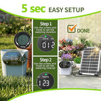 Solar Drip Irrigation System, 8W Powered Auto Watering Kit for 30 Pots, HD LED Display with 22 Timing Modes, Anti-Siphoning & IPX5 Waterproof, Suitable for Outdoor Garden, Balcony & Greenhouse