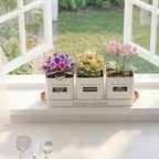 PERFNIQUE Indoor Herb Garden, Herb Planter Set with Tray, Farmhouse Indoor Plant Pots, Windowsill Herb Garden with Drainage(Planter only) for Indoor/Outdoor, Window Pots(White)