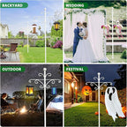 Bird Feeder Pole for Outdoors Heavy Duty Squirrel Proof, 2 Pack 63 Inch Adjustable Tall Shepherds Hooks for Outdoor with 7 Prongs Base, Double Shepherd Hooks (2 Pack White, 63 Inch)