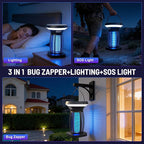 Solar Bug Zapper Outdoor, Rechargeable & Solar Powered, 4200V High Voltage for Effective Mosquito & Multi-Insect, Pet/Child Safe with UV Light, Waterproof for Camping Courtyard Indoor Outdoor