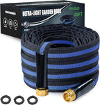 Ultra Lightweight 25FT Garden Hose - Heavy-Duty Kink-Free Flexible Hose, Non-Expanding Design with Aluminum Brass Fittings, Crush-Proof for Yard/Lawn/Outdoor Use(black-blue, 25 FT)