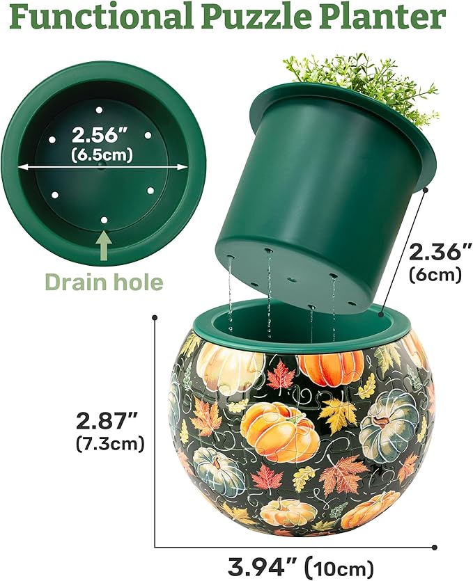 PieceRelax 3D Puzzle Planter - Singing Birds and Flowers - Danish Folklore Style, for Mom, Home Decor Flower Pots for Indoor Cactus, Succulents Pots [K1100]