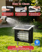 LANGY 10W Solar Bug Zapper Outdoor Waterproof, Upgrade 3-Tube 365nm Mosquito Zapper Solar Powered, Rechargeable 4500V Electric Cordless Fly Zapper Mosquitos Trap Auto On/Off for Yard Patio Camping