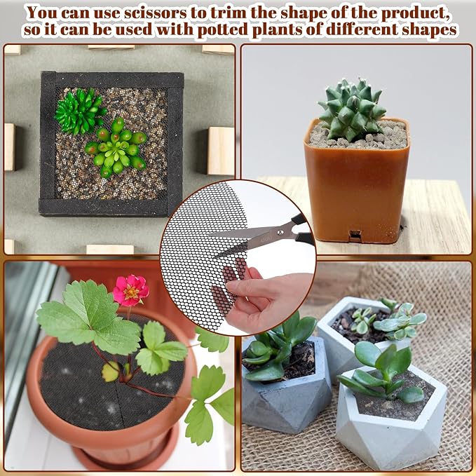 6 Pcs 15.7Inch Plant Pot Grids Cuttable Soil Covers Plant Protectors from Cats Pot Grid Cover Indoor for Outdoor Garden Protection Flower Decoration Tree Barrier Ring