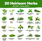 HOME GROWN Premium Herb Seeds Variety Pack - 20 Heirloom Herb Seeds for Planting - 6,000+ Non-GMO Seeds with Plant Markers - Indoor Outdoor Hydroponic Herb Garden - Culinary & Medicinal Herbs