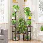 5 Tier Plant Stand Indoor, Plant Shelf for Multiple Plants, Flower Pot Holder Shelf, Planter Display Rack for Patio Garden Balcony Living Room Bedroom Decor, Rustic Brown