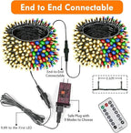 82FT 200 LED Color Changing Christmas String Lights with Remote & Timer & Memory Function, 8 Lighting Modes Waterproof Fairy String Lights for Xmas Tree Holiday Party Garden (Warm White & Multicolor)