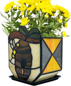 Stained Glass Bees Flower Pot, Fun Honeycomb Planter for Indoor Plants,Indoor Planters with Drainage and Tray,Cute Bee Plant Pots,Gifts for Plant Lovers