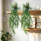2 Pcs Faux Eucalyptus Vine Ivy Vine Artificial Hanging Plant Faux Plant Fake Potted Greenery for Wall Living Room Home Shelf Office Bathroom Outdoor Indoor Decor (Type 3)