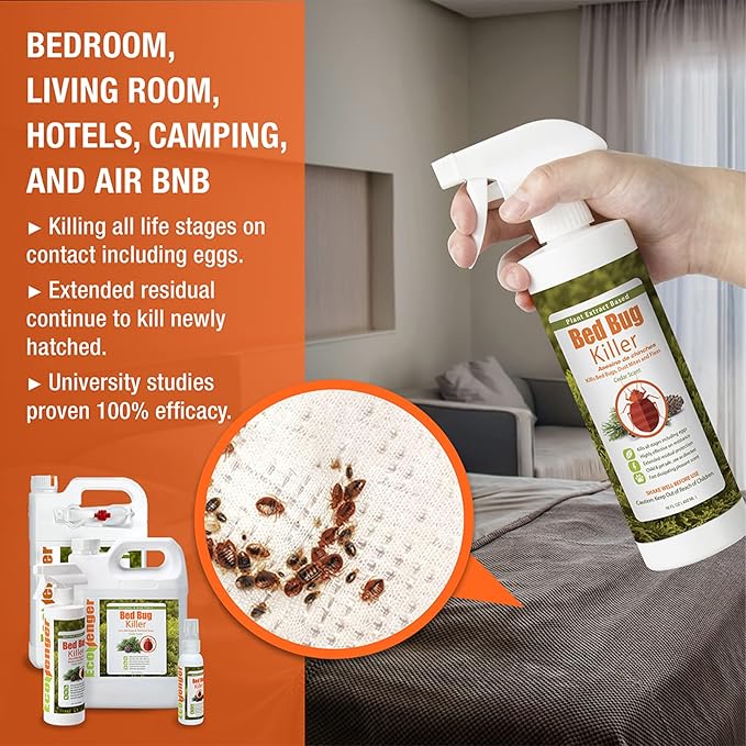 EcoVenger Bed Bug Killer with Remote Sprayer 1 Gal - Kills 100% All Stages on Contact- Kills Resistant Bugs- Kills Eggs- 14 Day Residual Protection- Non-Toxic- Child & Pet Friendly