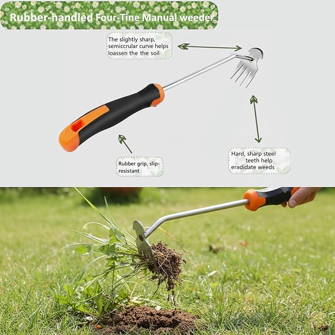 Weed Puller Tool, portable garden tool, Four-Tined Weeding Tool, Uprooting Weeding Tools, Crevice Weeder, Backyard Farming Weeding ，Weeding Equipment for Outdoor Camping ，Weed Removal Tool (style1)
