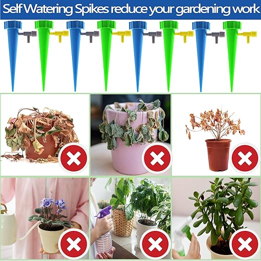 Self Watering Spikes 24 PCS, Auto Plant Watering Devices with Adjustable Release Control Valve Switch,Suitable for Indoor and Outdoor Plants Use