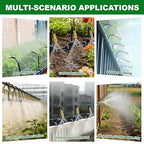 Drip Irrigation System, 100FT 1/4" Garden Watering for Outdoor Plants & Raised Beds, 30pcs Upgraded Brass Nozzles 360° Adjustable Misting Kit, UV-Resistant Tubing for Greenhouse, Lawn & Patio Cooling