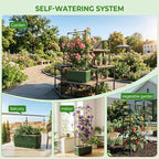 MQUPIN Raised Garden Bed Tomato Planter with Trellis, Self Watering Tomato Planter with Water Level Indicator, Larger Rectangular Tomato Cages for Indoor & Outdoor Climbing Vegetable and Plants (1)