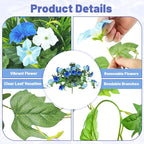 Artificial Flowers Hanging Baskets for Outdoors, 5PCS UV Resistant Faux Outdoor Plants, Fake Petunias Silk Flowers for Garden Balcony Yard Porch Decor (White Blue)