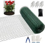 16 in x 50 ft Plant Protectors from Animals, Metal Mesh Plant Protector for Garden Plant Cages for Outdoor Plants with Ground Stakes & Cutting Plier