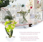 Artificial Phalaenopsis Bonsai Orchid Plant Arrangement in Green Pot Faux Orchid Flower Decoration for Indoor Home Décor Bonsai Suitable for Living Room and Office Display