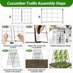 2 Packs Cucumber Trellis for Raised Bed 42 x 16 A Frame Metal Adjustable Garden Trellis for Climbing Plants Outdoor, Foldable Coated Steel Easy Install Cucumber Trellis for Vegetable Fruit Flower