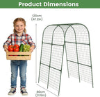 Cucumber Trellis, Metal Garden Arch Trellis for Raised Bed, 32 x 48inch U-Shape Garden Trellis for Climbing Plants Outdoor, Vegetables Fruit Plant Support with Netting, Gardening Supplies (Green)