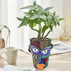 Midogaigai Abstract Face Planter Pots for Plants,Hand-Painted Colorful Flower Pots with Drainage, Indoor Outdoor Garden Decor Gift(Classic,Small)