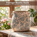 Ceramic Scroll Planter 6.5 Inch Chinoiserie Floral Vase with Drainage Holes Vintage Flower Vase Flower Pot Rustic Ceramic Pots for Indoor Plants Garden Home Bookshelf Decor(Indigo Blue)