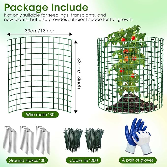10 Pack Plant Protectors from Animals |30PCS13 x13 Metal Wire Mesh Garden Plant Cages for Gardening Supplies | Chicken Wire Cloche Plant Protectors for Rabbits Chickens Ducks