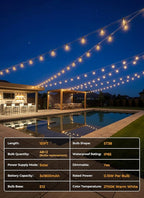 Brightown 151FT Solar String Lights Outdoor Waterproof, Patio Lights with Remote and 48+2 LED Shatterproof Bulbs, Dimmable & Timable, 3 Light Modes, Solar Lights Outdoor for Yard Camping Party Outside